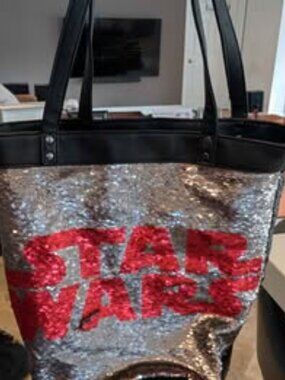 Star Wars Black Sequin Tote Bag in Excellent Used Condition